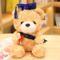 Peluche Ourson Portant une Toque de Doctorat, Super Douce, Rembourrage en Coton PP, ODM, Anti-Stress, Cadeau Commémoratif de Remise de Diplôme