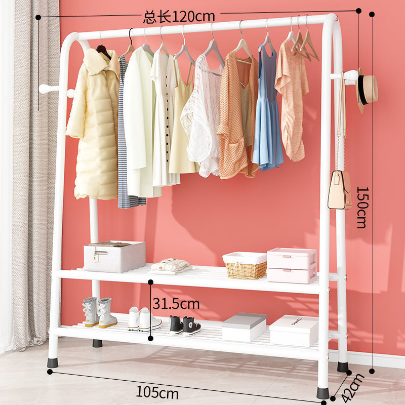 120CM - สีขาว [ตะขอแขวนเสื้อผ้าตาข่าย 2 ชั้น]