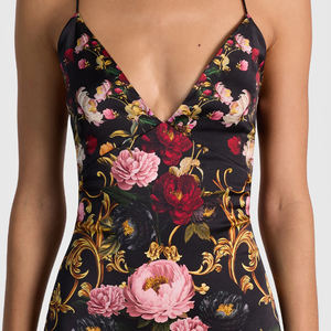 <span class=keywords><strong>Robe</strong></span> de soirée opulente personnalisable pour femme, à imprimé floral, avec décolleté <span class=keywords><strong>plongeant</strong></span> en V, fines bretelles et <span class=keywords><strong>dos</strong></span> ouvert croisé - Product Image 4