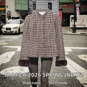 TAOP&ZA Nouvelle Collection Printemps 2026 – Veste Décontractée à Carreaux Respirante, Tissée, Boutonnée, Col Montant, Manches Longues 2289649 - Product Image 2