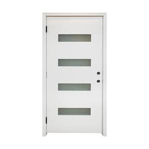 Puerta de Entrada Frontal de Fibra de Vidrio con Apertura Manual, Impermeable, Contemporánea, con Marco de Vinilo Negro - Product Image 3