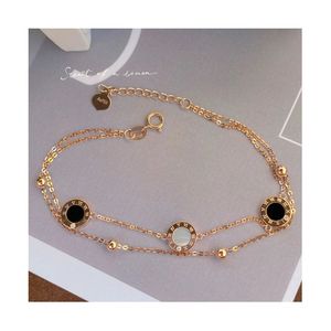 Bracelet ajustable tendance Xinfly en or massif 18 carats avec chiffres romains et maillons, double couche, pour un style élégant - Product Image 1