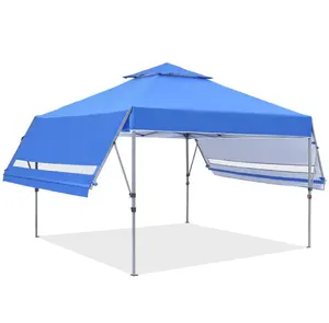 10 x 17 ft Party-Camping-Gazebo faltbares Pop-up-Zelt Vordach mit Vorzelten und Tragetasche mit Rädern