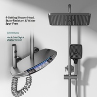 Ensemble de robinetterie de douche intelligent à LED avec éclairage d'ambiance, finition cuivre gris, pommeau de douche à jet doux et design luxueux