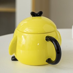 Hand Painted Cartoon Chick Shape Ceramic <strong>Mug</strong> with Lid - <strong>Easter</strong> Coffee Tea Cup Custom Wholesale - Product Image 2