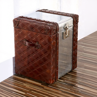 Personnalisé industriel pour coffre en cuir véritable aluminium antique salon côté armoire Table maison rangement coin armoire
