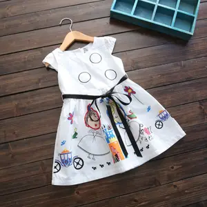 Kids Clothing Dress with Sashes Baby Girl Summer Clothes Character Princess Dress Teen Girls Dresses