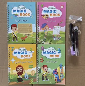 New Design Arabic Magic Practice Copybook Sink Magic Book Alphanumeric Calligraphy Writing Children Copybook with Pen and Refill