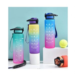 Sport Plastic Bottle Plasticsport Supplier Wholesale Custom Frosted Sport Motivational UV Plastic Water Bottle With Time Marker And Straw