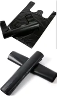 Pas cher prix petite taille recycler en plastique T-Shirt sac en couleur noire