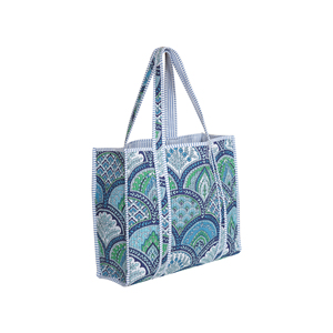 Bolso Tote Acolchado de Algodón con Paneles Estilo Bohemio, Abierto por Arriba, Ligero, Amplio, para Todo el Verano, Color Sólido, Reversible - Product Image 3