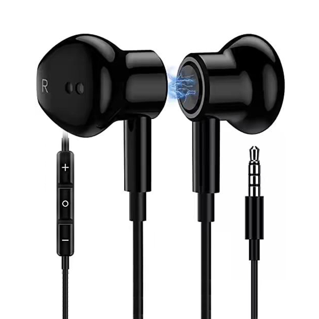 3.5mm Wired Earphones in Ear Bass Headphone With Microphone Volume Control