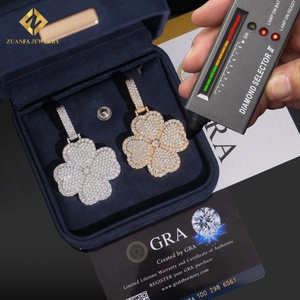 Novedades en Joyería, Probador de Diamantes, Colgante de Moissanita con Diseño de Trébol, Joyería Hip Hop, Colgante de Moissanita Personalizado - Product Image 3