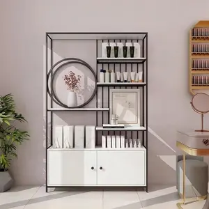 Moderne Zwart Witte Nagel Spa Salon Meubelplank Display Rek Cosmetische Nagellak Vitrinekast