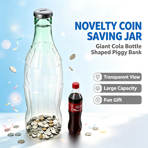 <span class=keywords><strong>Hucha</strong></span> <span class=keywords><strong>Gigante</strong></span> de Plástico con Forma de Botella de Refresco, Tarro Transparente para Ahorrar Monedas, Caja Decorativa para Guardar Dinero, Regalo para Niños - Product Image 2