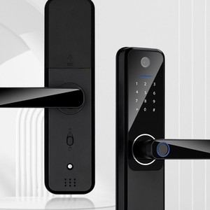 QLEUNG S802max <b>Smart</b> Door <b>Lock</b> Black Aluminum Alloy Fingerprint Password Card Indoor Use - Product Image 4