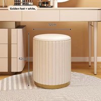 Nouveau tabouret de maquillage Design moderne nordique en cuir PU rembourré petite chaise ronde Base en acier inoxydable pour chambre salon utilisation