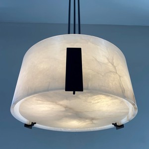 Lustre champignon rond en marbre, suspension LED E27 à tête unique pour salon et chambre à coucher - Product Image 1