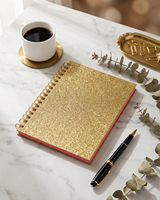 Carnet de notes spirale de luxe 2026 à paillettes métalliques, couverture rigide personnalisée, ligné, pour étudiants, femmes et fournitures de bureau