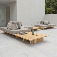 Juego de Sofás de Lujo para Exteriores en Madera de Teca Sólida, Construcción Resistente a la Intemperie para Uso en Hoteles y Parques, Comodidad Duradera