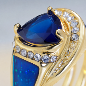 Anello con pietra blu, gioiello da donna dal design classico per l'uso quotidiano - Product Image 5
