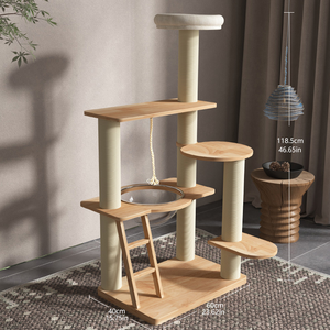 Moderner Massivholz-Katzenkratzbaum für Luxusvillen mit 4 Ebenen & Mehr, Langlebig & Umweltfreundlich, Kartonverpackt - Product Image 5