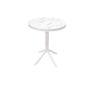 Mesa de Comedor Redonda de Plástico Blanca, Ensamblada, para Hogar, Restaurante, Sala de Estar - Product Image 5