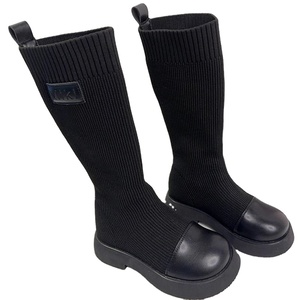 Fashion Girls Short <b>Knee</b> <b>High</b> Boots Kids Rubber Boots Black Winter Boots for Kids - Product Image 1