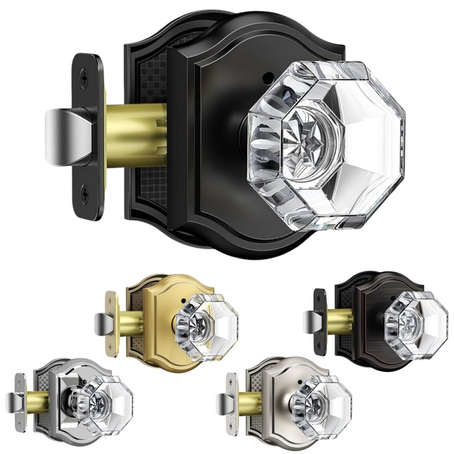 Light Luxury Modern Octagonal Crystal Door Knobs Customized Artistic Atmospheric Home Hotel Villa Apartment Characteristic Door