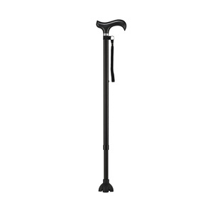 Adjustable Aluminum Alloy Telescopic Cane Black 3 Section <b>Walking</b> <b>Stick</b> For Senior Outdoor Use - Product Image 1