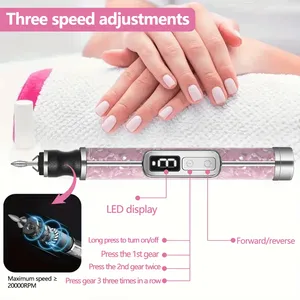 Cordless Electric <b>Nail</b> File <b>Set</b> 4 Adjustable Speeds for <b>Acrylic</b> <b>Nails</b> <b>Nail</b> Edge Shaping Polishing Grinding Dead Skin Removal Too - Product Image 4