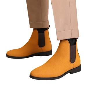 Bottes en daim pour hommes, style britannique, avec bande élastique classique à la cheville, décontractées pour hommes - Product Image 5