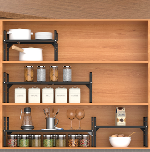 Organisateurs d'étagères d'armoires extensibles Organisateur d'ustensiles de couverts en métal empilable Rangement de casseroles et de poêles de cuisine pour une large utilisation - Product Image 5