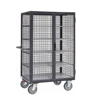 Chariot de sécurité en maille dissipative ESD 750 kg, 5 niveaux avec frein central pour atelier électronique