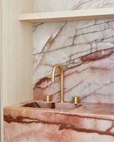 Marbre Serpentine Rose Naturel |   Blush rose, veines complexes, design moderne, imperméable, pour salle de bain, cuisine, intérieurs de luxe