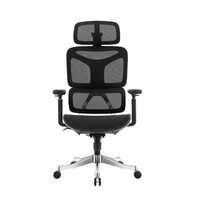 Chaise de bureau ergonomique moderne à dossier haut, dossier divisé, appui-tête réglable, soutien lombaire flexible, pivotante en alliage d'aluminium