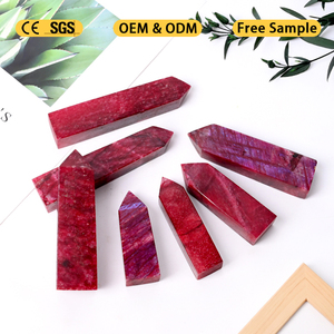 หินมูนสโตนสีแดงทรงโอเบลิสก์ขัดเงาด้วยมือสำหรับตกแต่ง ขายส่ง - Product Image 3
