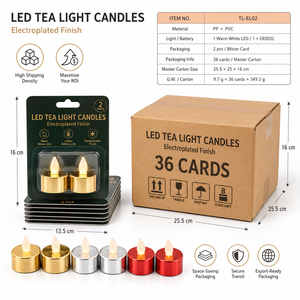 Bougies chauffe-plat LED électroplaquées métalliques, sans flamme, à lumière jaune chaude vacillante, avec piles CR2032, pour la décoration de fêtes de Noël - Product Image 6