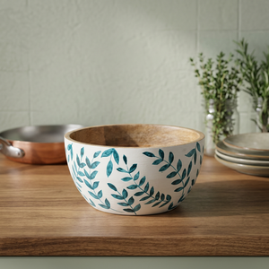 Bol de service alimentaire en bois d'acacia, écologique, vintage, imprimé sur mesure, poli à la main, léger, idéal pour les fêtes, vente en gros, fournisseur - Meilleures ventes - Product Image 1