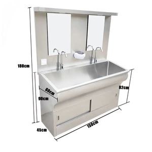 Phật sơn nhà máy chân bàn đạp rửa tay bồn rửa 304 thép không gỉ y tế phẫu thuật hoạt động theatre Chà Bồn Rửa cho bệnh viện - Product Image 3