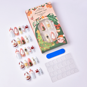 Prensa ABS hecha a mano en <span class=keywords><strong>uñas</strong></span> usables en forma de almendra piezas desmontables reutilizables para manicura de Navidad con dedos - Product Image 2