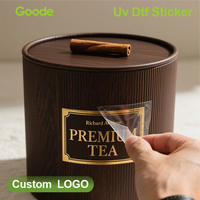 Autocollants DTF UV en feuille d'or de luxe Goode, logo métallique personnalisé pour bouteilles de vin haut de gamme, finition premium, imperméable, transfert à froid