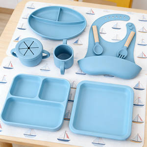 Nuevo Producto: Set de <span class=keywords><strong>Vajilla</strong></span> de Silicona Reutilizable para Bebé, Plato con Succión Antideslizante, Babero Impermeable, Set de Cubiertos de Silicona para Alimentación de Bebés - Product Image 3