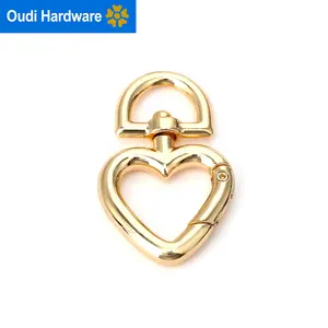 New Design Zinc Alloy Bag Accessory Gold Heart Metal Swivel Snap Hook for Leather Handbag Purse Evening Bag