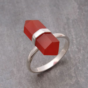 Reiki-Anillo de Plata de Ley 925 con piedra amatista de cornalina, joyería fina hecha a mano con forma de lápiz Natural curativo - Product Image 3