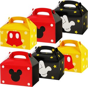 Cartoon Mouse Treat Box 24 Pcs 3 Style Mickey Cake Gift Favor Bags Snack Goody Cardboard Boxes Perfect for Kids Cartoons Mouse