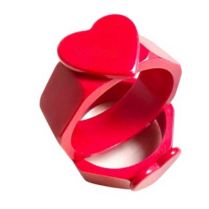 2026 Luxury Cute Heart Pattern Ceramic Resin Bangle Handmade Fashion Jewelry <b>Bracelets</b> <b>Red</b> White Fancy Design with Woman - Product Image 2