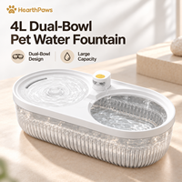 Fontaine à eau automatique pour chat à double cuve 4L, distributeur d'eau électrique pour animaux de compagnie, 3 modes de débit, protection contre le fonctionnement à sec, pour intérieur