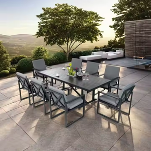 Ensemble de meubles de jardin en aluminium imperméable Simplicity, chaise en teck, pour terrasse, restaurant, cour, tables de salle à manger extérieures - Product Image 4