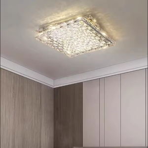 Nueva llegada lámpara de techo cuadrada LED moderna forma creativa colgante K9 lámparas de luz de decoración de techo de cristal transparente - Product Image 3